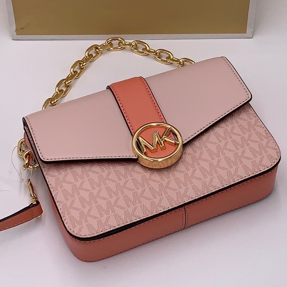 Michael Kors Carmen Small Monogram Flap Crossbody - Sherbert Multi - Picture 5 of 16